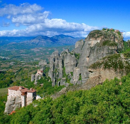 Monastery of St Nicholas Anapausas in the foreground